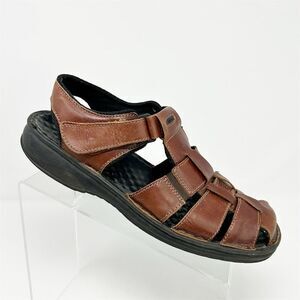 Josef Seibel Men's Brown Leather Fisherman Slingback Sandals Size 42 (US 8.5-9)